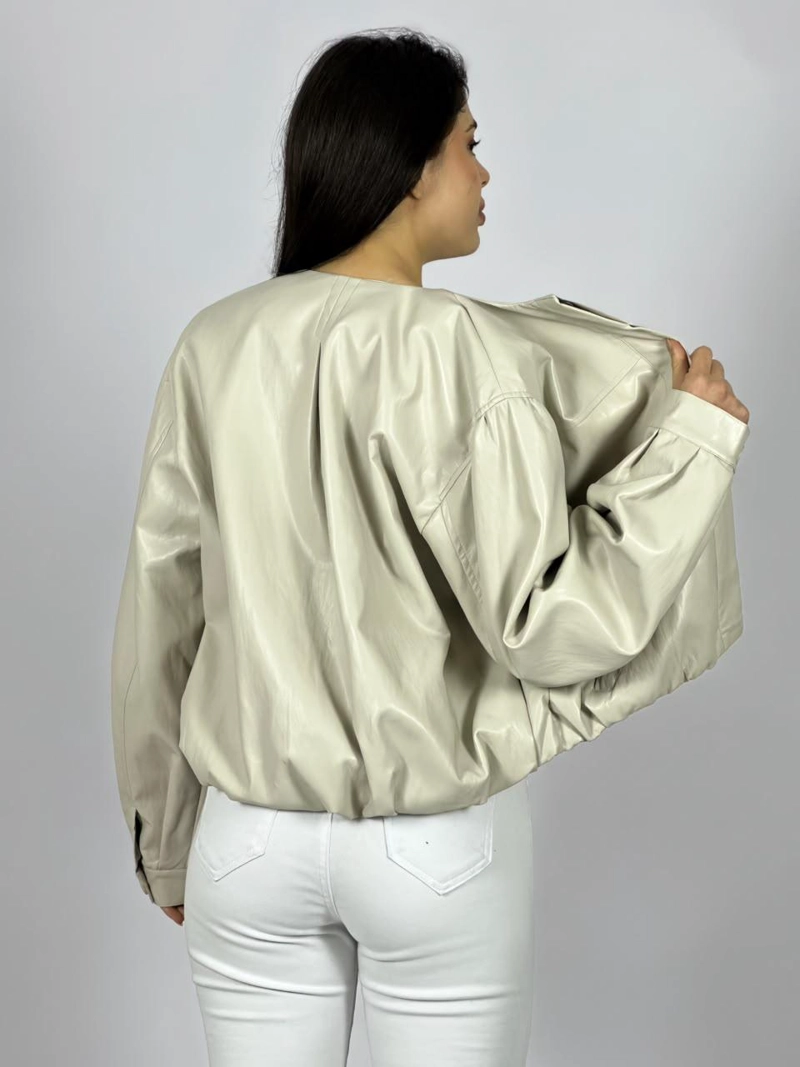 CHAQUETA BOMBER ECO CUERO NEGRO - 4