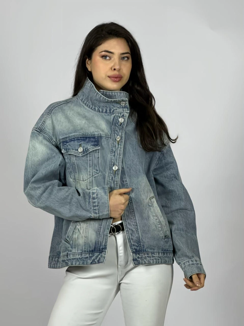 CHAQUETA JEANS BOTONES CRUZADOS CELESTE - 2