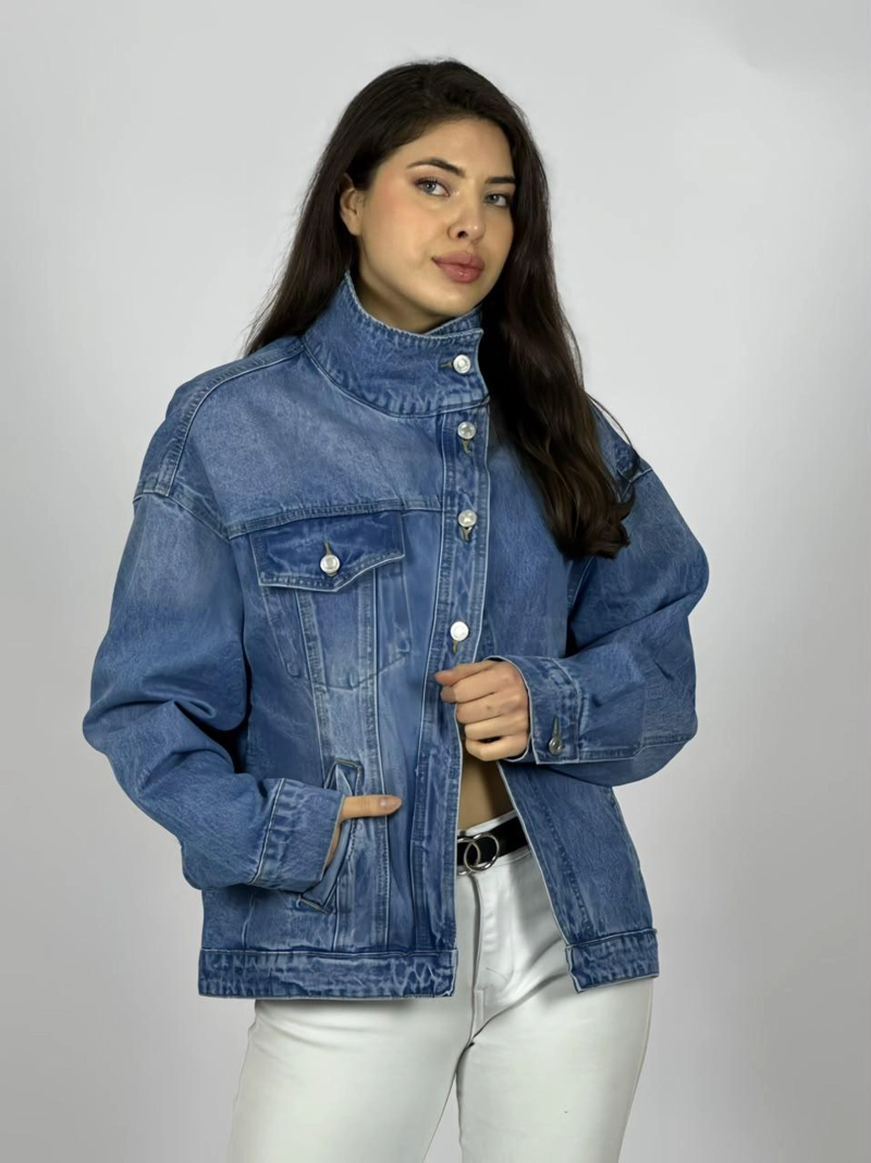 CHAQUETA JEANS BOTONES CRUZADOS CELESTE - 2