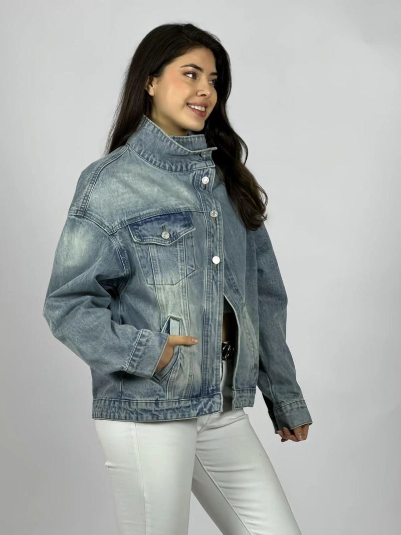 CHAQUETA JEANS BOTONES CRUZADOS CELESTE - 3