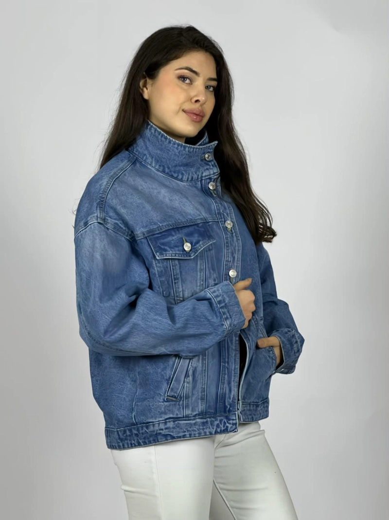 CHAQUETA JEANS BOTONES CRUZADOS CELESTE - 3