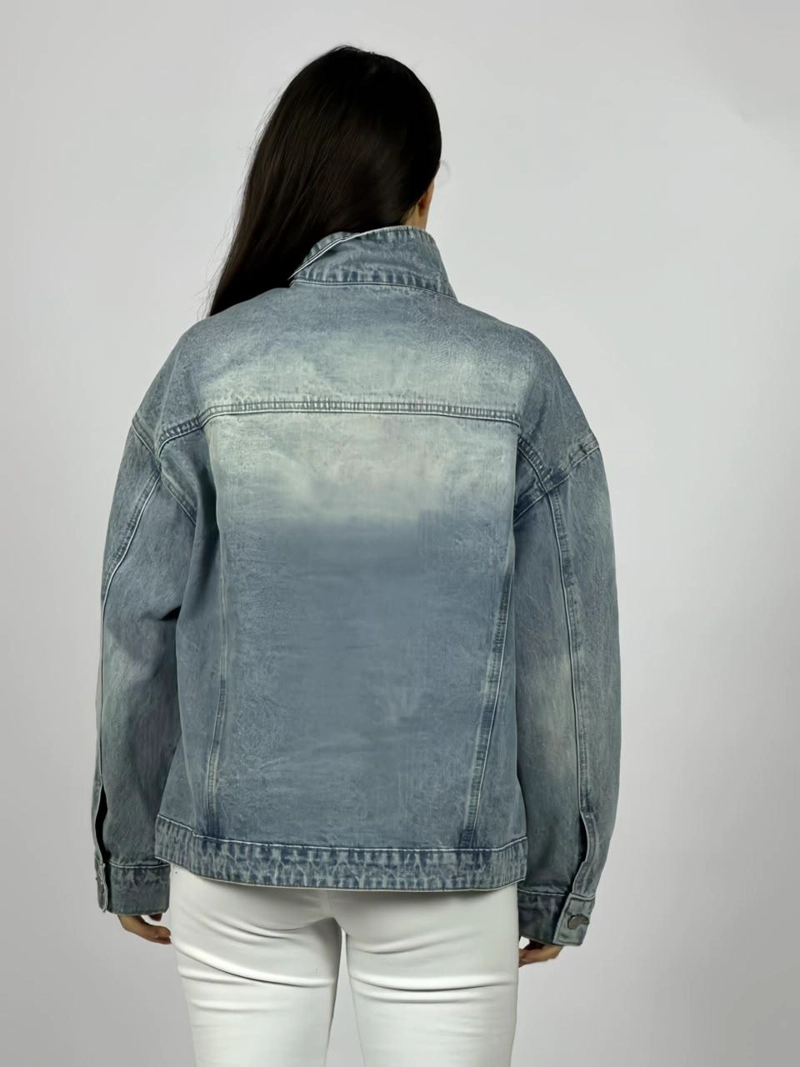 CHAQUETA JEANS BOTONES CRUZADOS CELESTE - 4