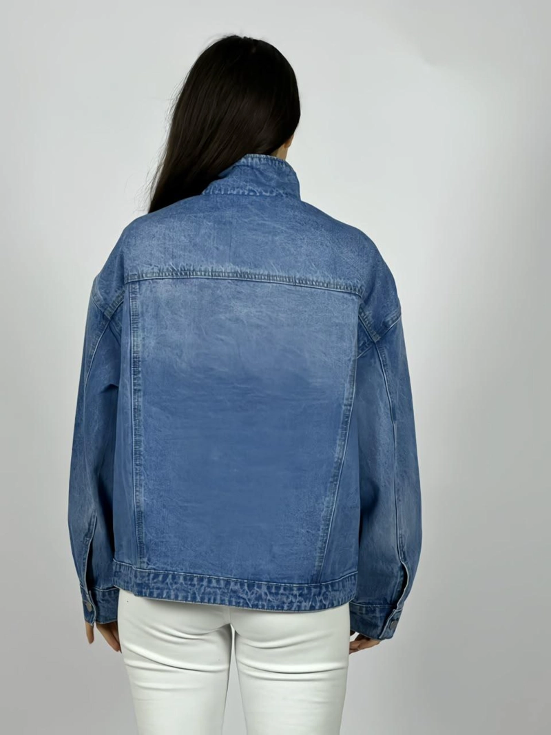 CHAQUETA JEANS BOTONES CRUZADOS CELESTE - 4