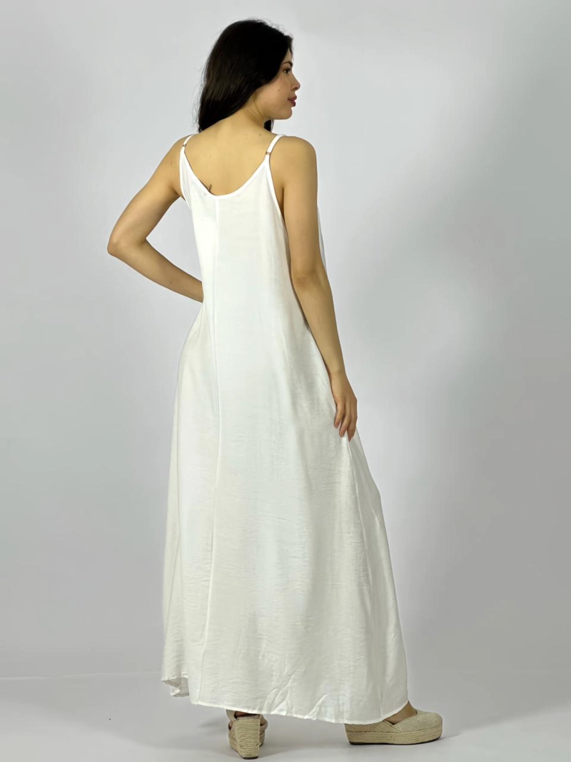 VESTIDO LARGO CREPE  SIN MANGAS ESTAMPADO LOVE BEIGE - 4