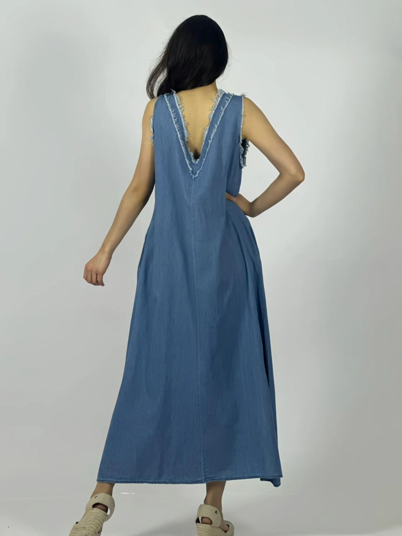 VESTIDO MEZCLILLA SIN MANGAS ESTRELLA PERLADA NEGRO - 4