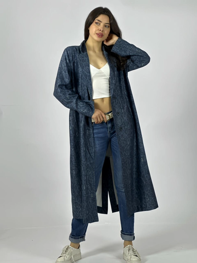 CHAQUETA DE GAMUZA DISEÑO A CUADROS CAFE - 2