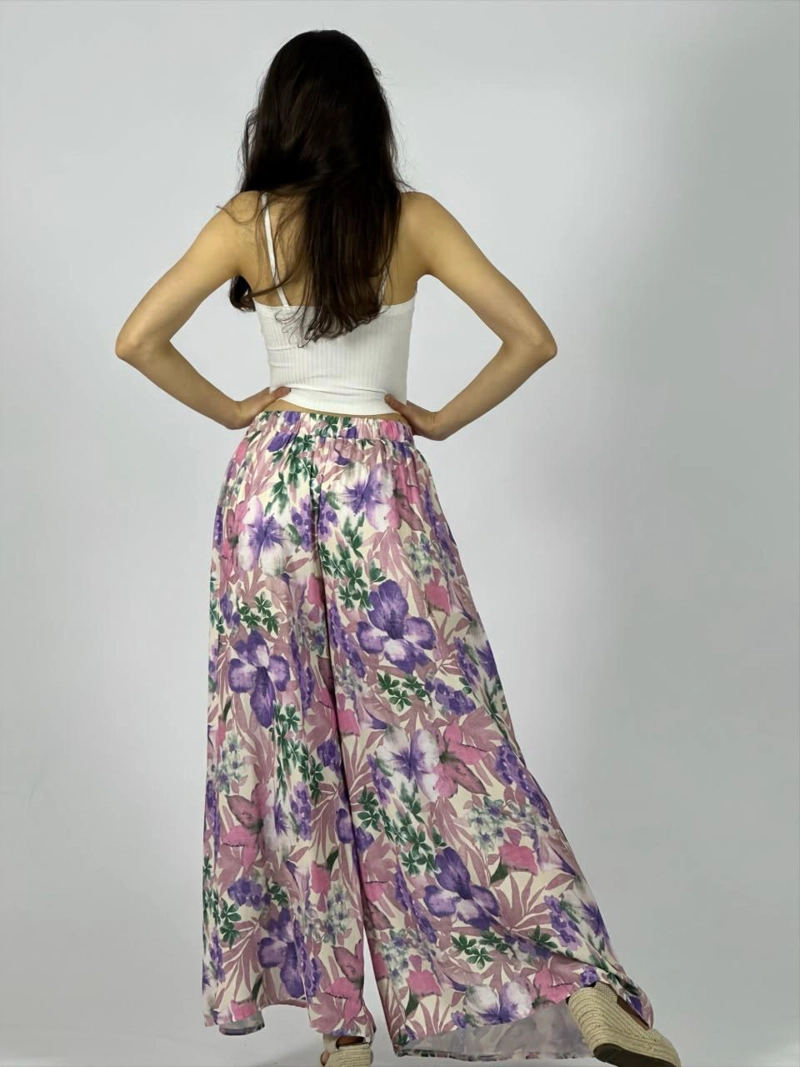 PALAZZO CREPE FLOREADO LILA - 3