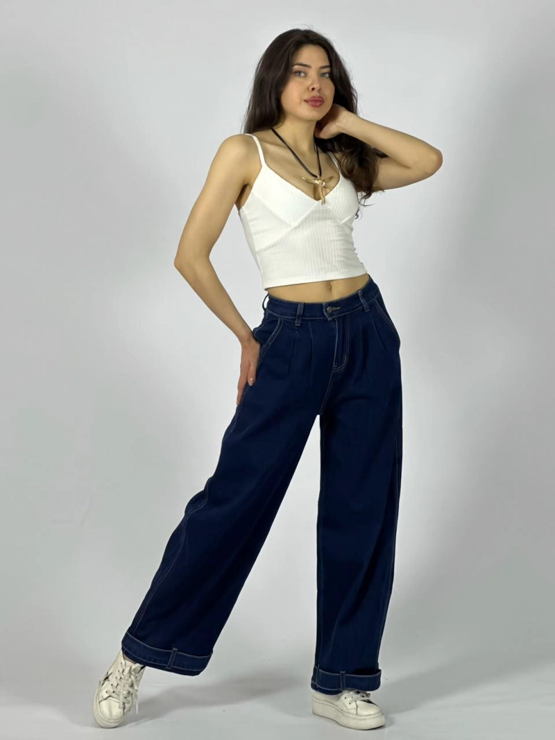 JEANS MEZCLILLA WIDE LEG CELESTE - 1