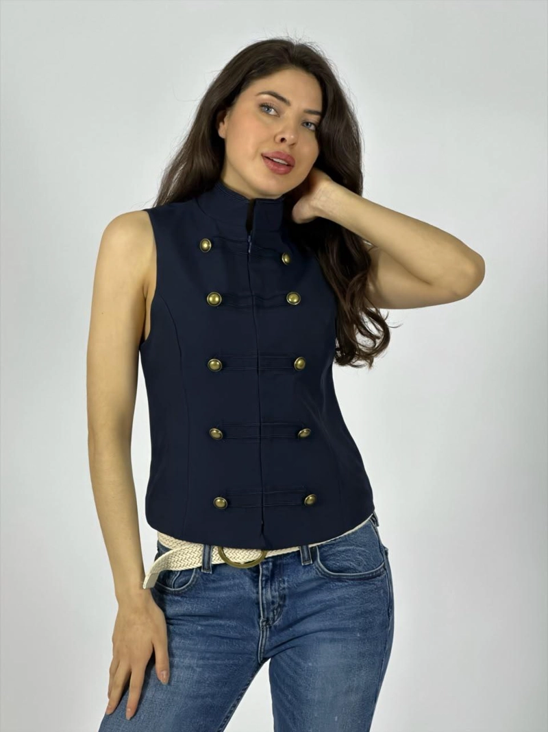 CHAQUETA ESTILO NAPOLEON SIN MANGAS NEGRO - 2