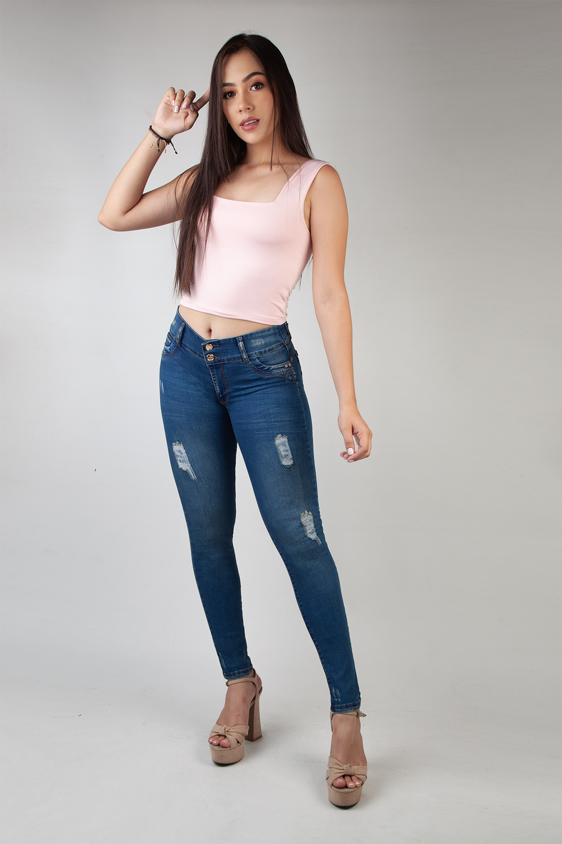 JEANS DAMA AZUL LEVANTA COLA - 1
