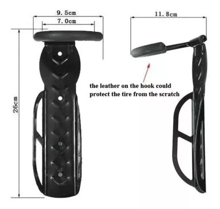 SOPORTE DE BICICLETA METALICO CON GANCHO DE PARED - 3
