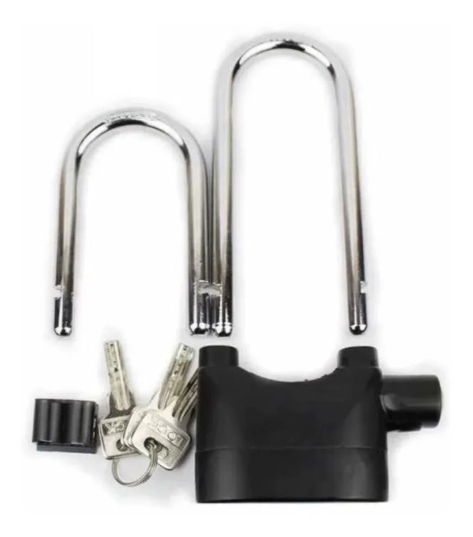 CANDADO CON ALARMA PARA MOTO BICICLETA LOCAL CASA - 1