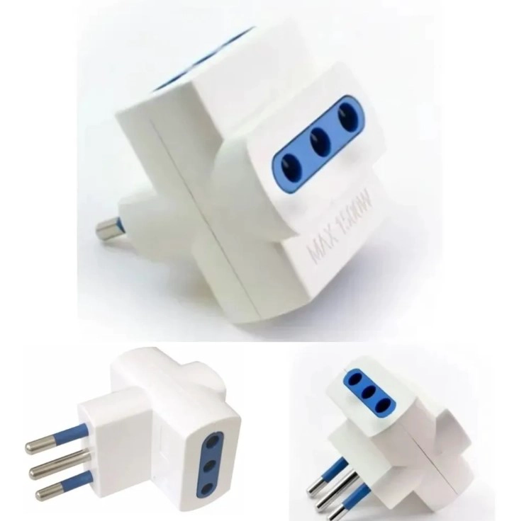 ADAPTADOR TRIPLE DE ENCHUFE BLANCO EP-025 250V 10A 1500W ADAPTADOR - 2