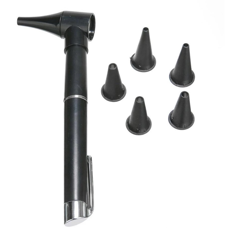 OTOSCOPIO MEDICO NEGRO LUZ CALIDA + 2 CONOS - 1