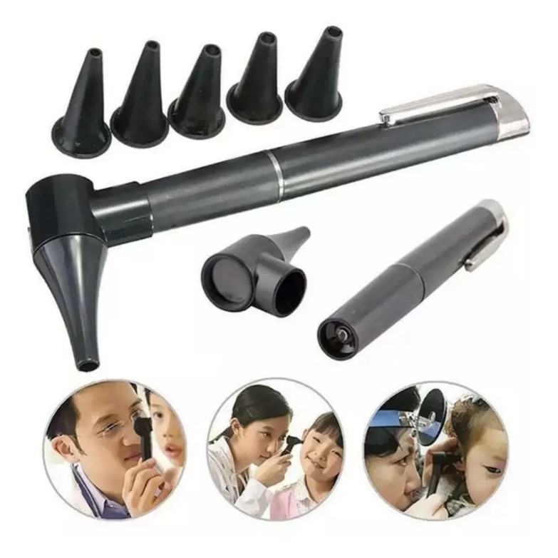 OTOSCOPIO MEDICO NEGRO LUZ CALIDA + 2 CONOS - 2