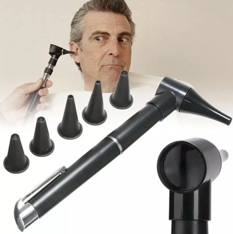 OTOSCOPIO MEDICO NEGRO LUZ CALIDA + 2 CONOS - 3