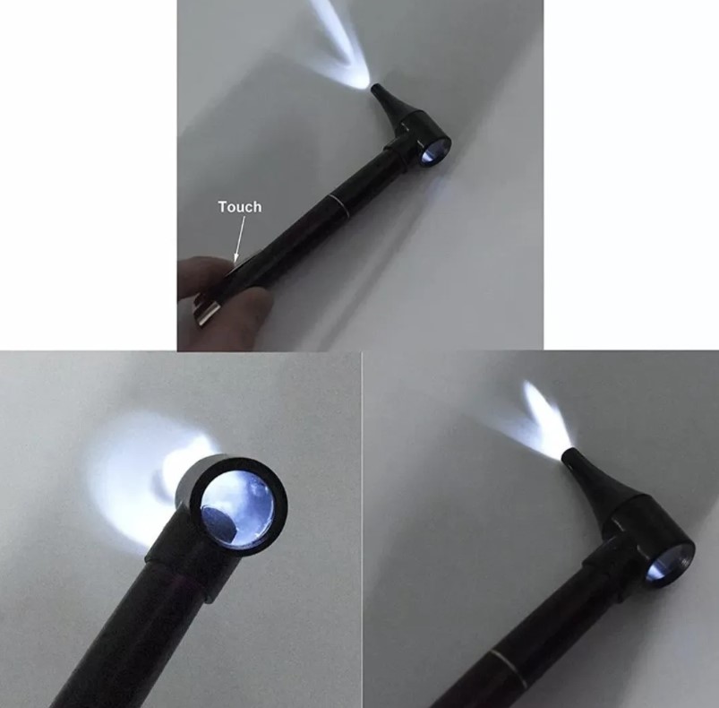 OTOSCOPIO MEDICO NEGRO LUZ CALIDA + 2 CONOS - 4