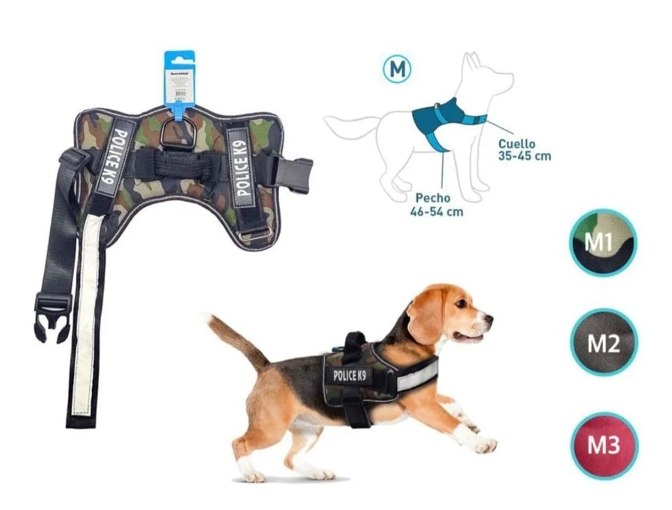 ARNES PERROS PECHERA PROFESIONAL POLICE K9 S-XL NEGRO - 3