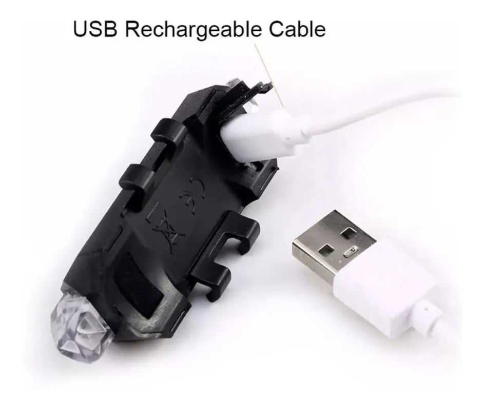 LUZ LED CARGA USB BICICLETA TRASERA ROJA 4LED STROB DC-918 - 3