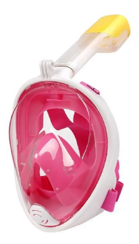 MASCARA BUCEO SNORKEL MASCARA BASE GOPRO ANTIEMPAÑE PRO COLOR ROSA - 1