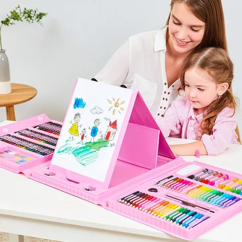 SET DIBUJO PORTÁTIL 208 PCS ARTE NIÑOS KIT PRO - 1