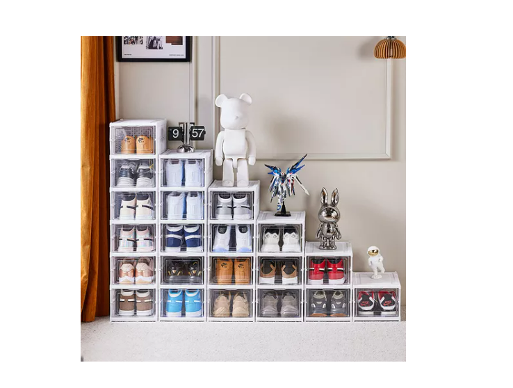 6 CAJAS DE ZAPATOS DE UNA PIEZA ORGANIZADOR DE CALZADO PLEGABLE RESISTENTE - 3