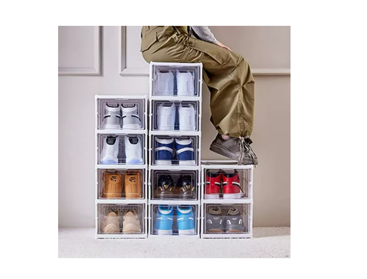 6 CAJAS DE ZAPATOS DE UNA PIEZA ORGANIZADOR DE CALZADO PLEGABLE RESISTENTE - 4