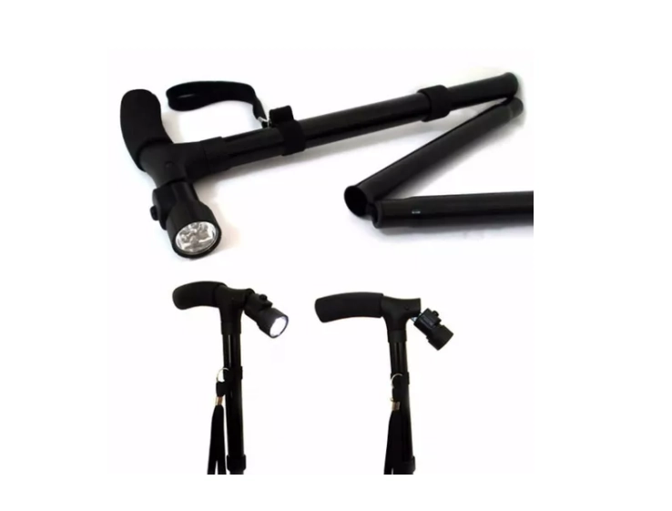 BASTON ORTOPEDICO PLEGABLE AJUSTABLE CON LUZ - 1
