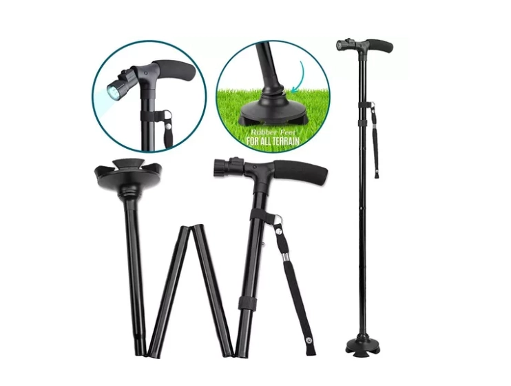 BASTON ORTOPEDICO PLEGABLE AJUSTABLE CON LUZ - 2