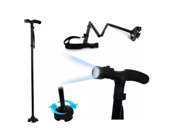 BASTON ORTOPEDICO PLEGABLE AJUSTABLE CON LUZ - 3