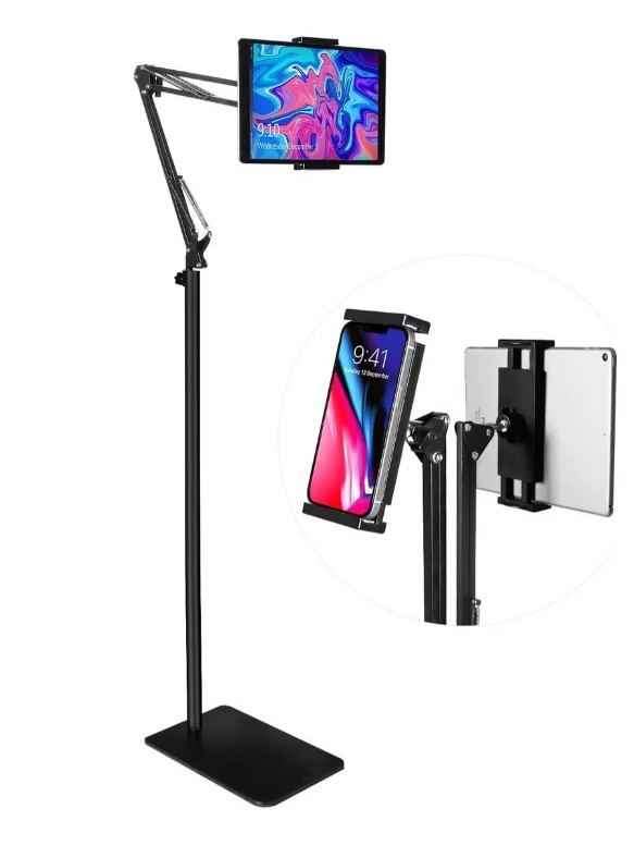 SOPORTE TABLET PEDESTAL FLEXIBLE SUELO 360°. - 1