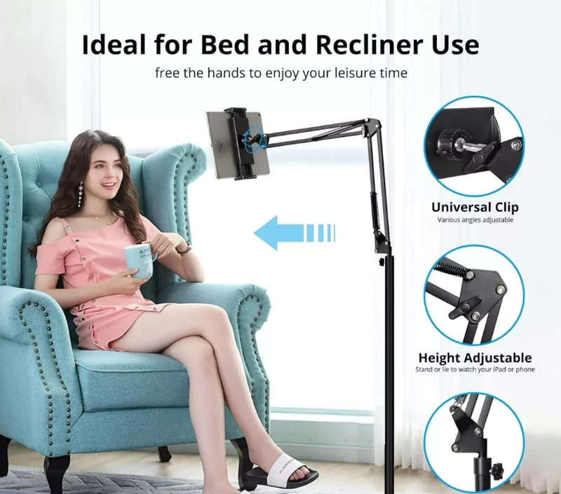 SOPORTE TABLET PEDESTAL FLEXIBLE SUELO 360°. - 4