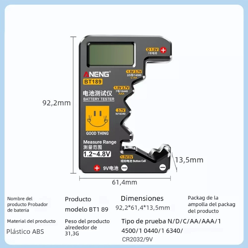 MULTIMETRO TESTER MEDIDOR PROBADOR PILA BATERIA UNIVERSAL - 4