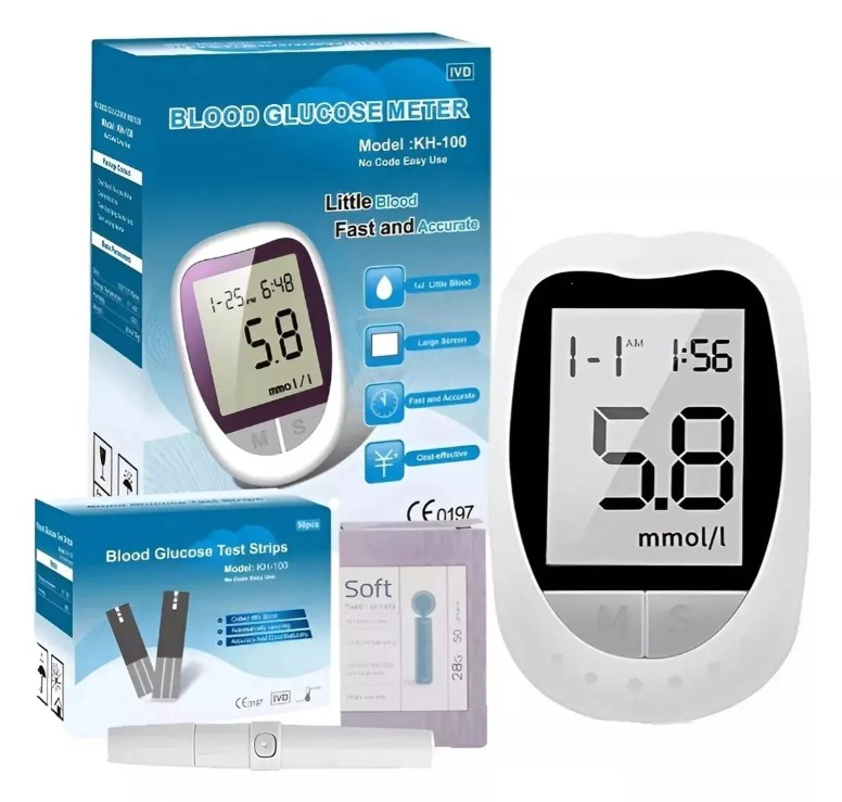 GLUCOMETRO GENE RICO MEDIDOR LCD CON LANCETAS Y TEST - 1