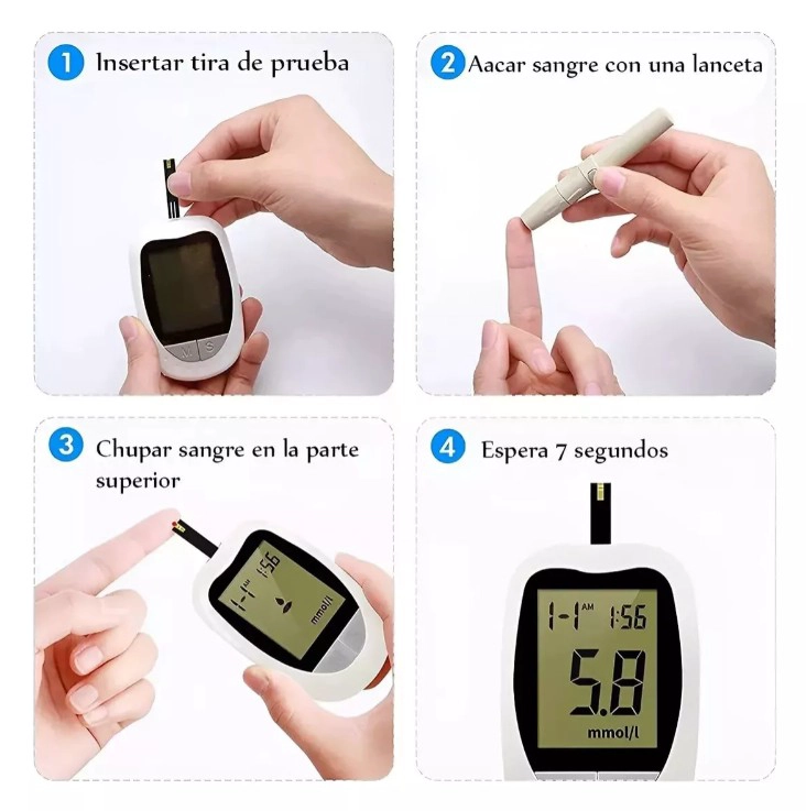 GLUCOMETRO GENE RICO MEDIDOR LCD CON LANCETAS Y TEST - 3