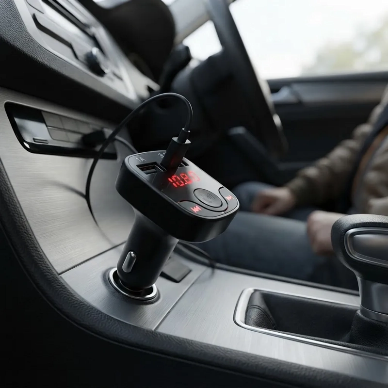 CARGADOR DE AUTO CON TRANSMISOR BLUETOOTH FM. - 2