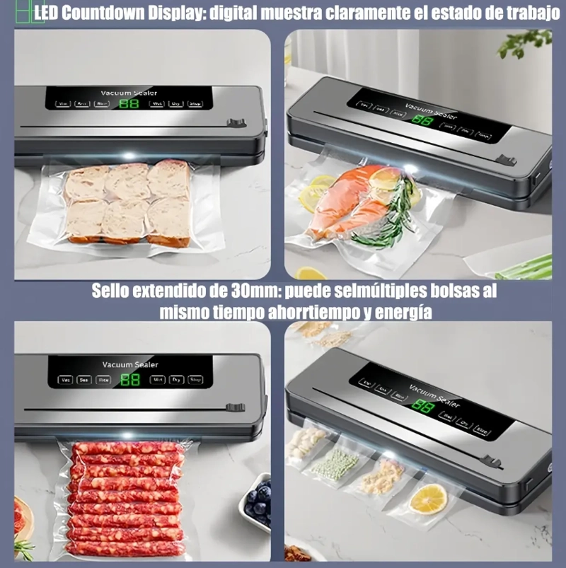 MAQUINA SELLADORA AL VACIO SELLAR ALIMENTOS + 50 BOLSAS VIDA - 3
