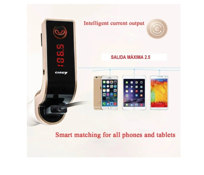 RECEPTOR BLUETOOTH AUTOS TRANSMISOR CAR G7. CARGA USB - 1