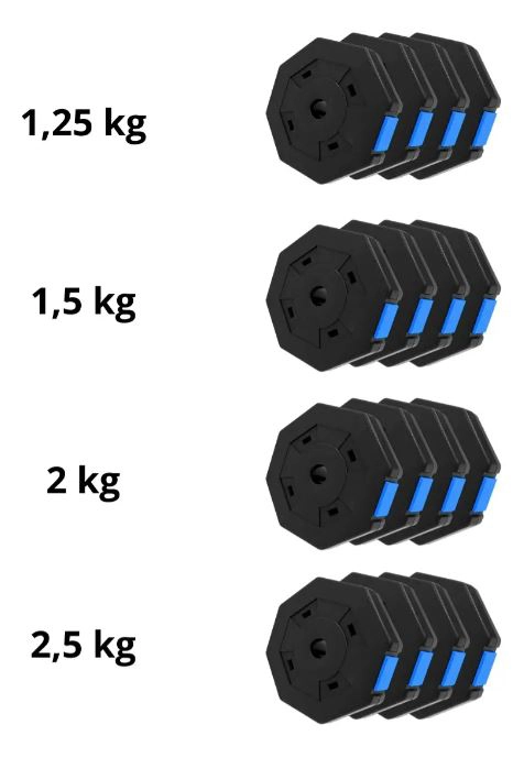 SET DE MANCUERNAS 30KG AJUSTABLE PVC COLOR AZUL 2 EN 1 GYM - 1