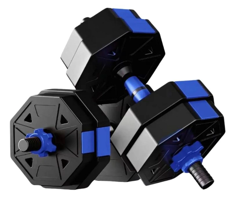 SET DE MANCUERNAS 30KG AJUSTABLE PVC COLOR AZUL 2 EN 1 GYM - 2