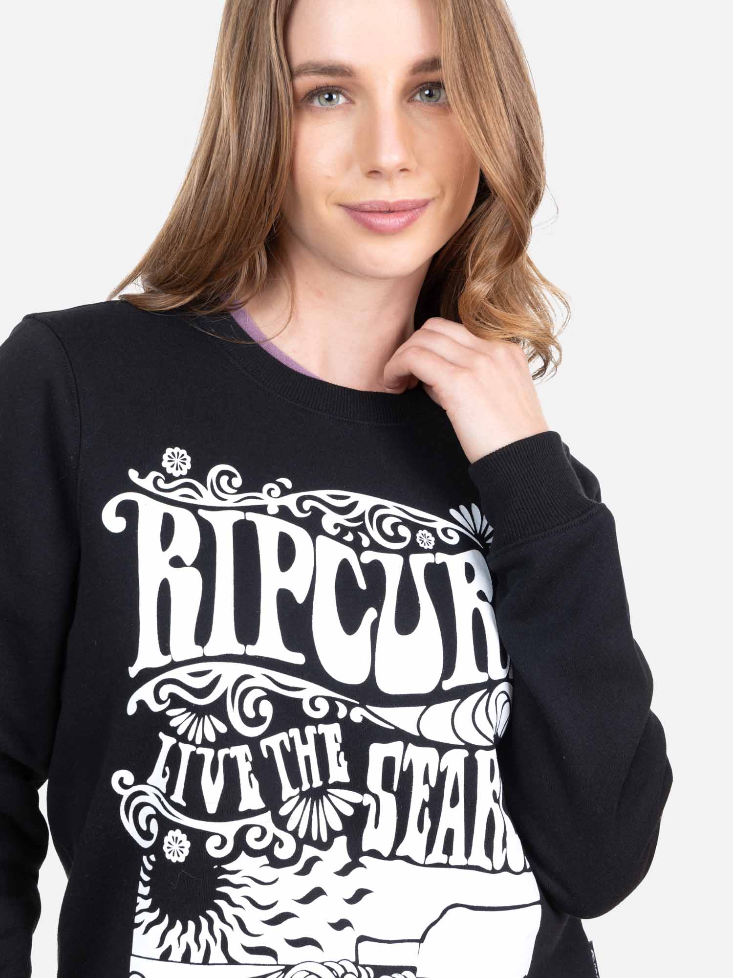POLERON CR LIVE THE SERCH CREW NEGRO MUJER RIP CURL - 3