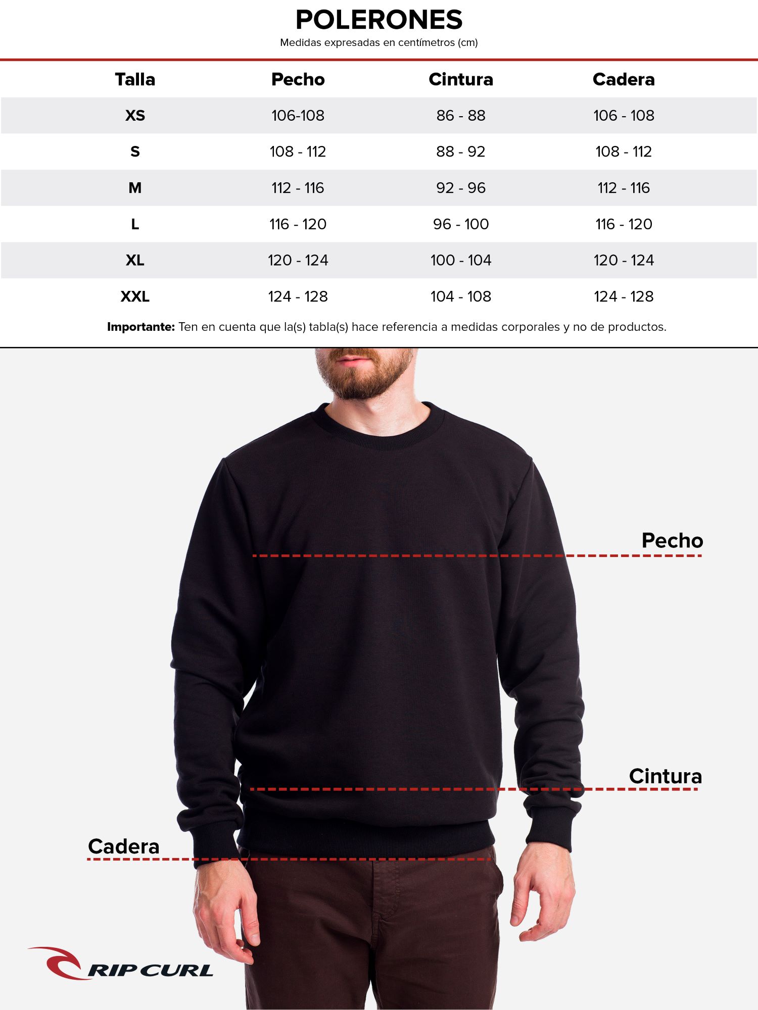 POLERON CR DOUBLE UPS CREW EN COLOR NEGRO HOMBRE RIP CURL - 5