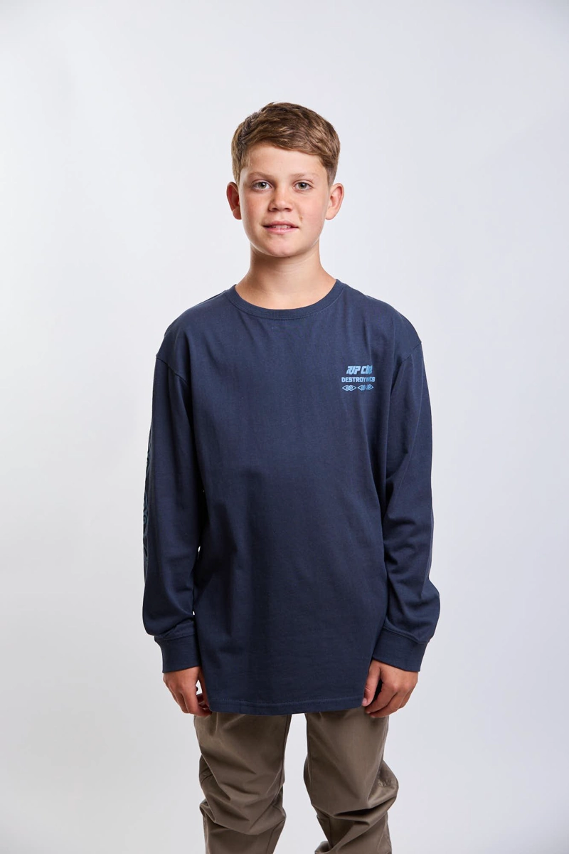 POLERA ML RAW AZUL INFANTIL RIP CURL - 1