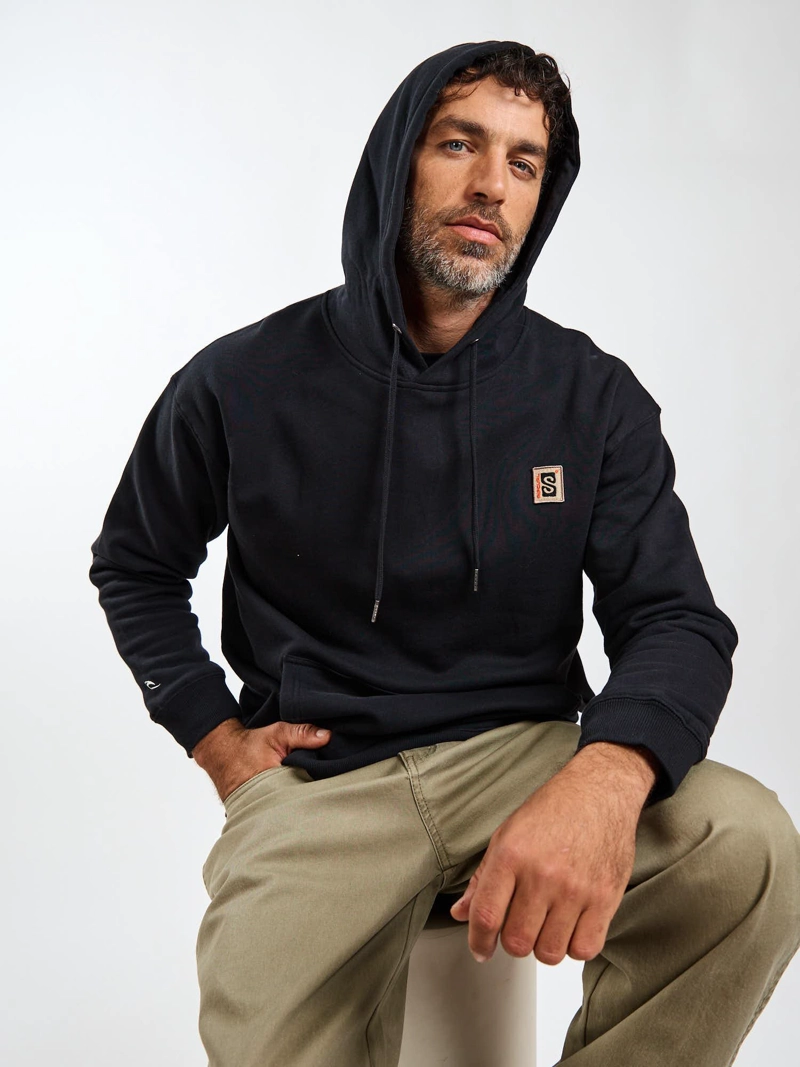 POLERON CANGURO RAW NEGRO HOMBRE RIP CURL - 1