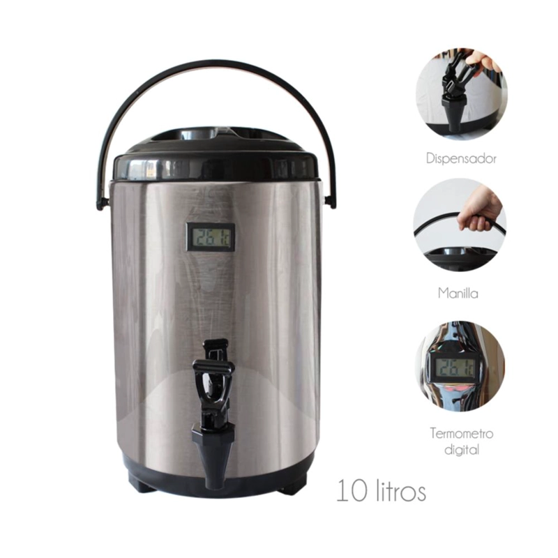 TERMO ACERO INOXIDABLE 10 LITROS CON VISOR - 1