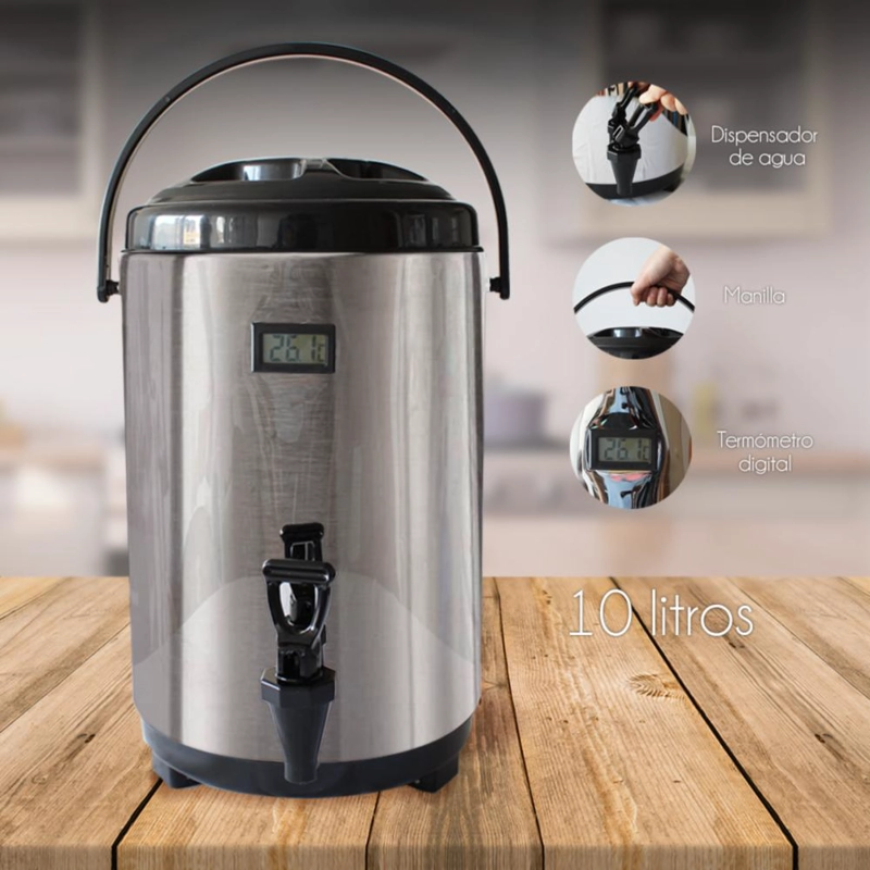 TERMO ACERO INOXIDABLE 10 LITROS CON VISOR - 3
