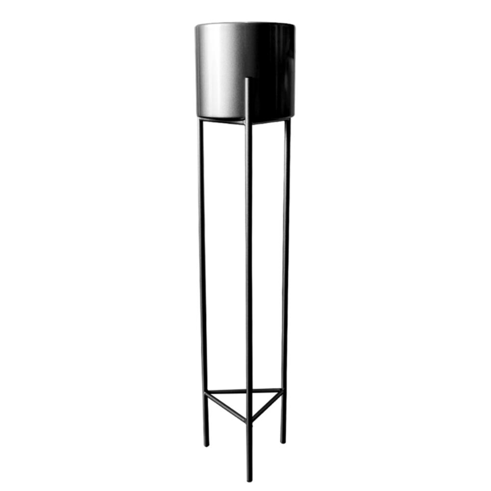 MACETERO MACETAS PEDESTAL NEGRO SET DE 3 PIEZAS - 3