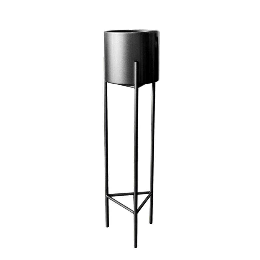 MACETERO MACETAS PEDESTAL NEGRO SET DE 3 PIEZAS - 4