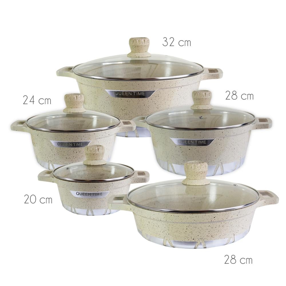BATERÍA DE COCINA 10 PIEZAS ALTAS GRANITO ANTIADHERENTE - EN COLOR NEGRO - 4