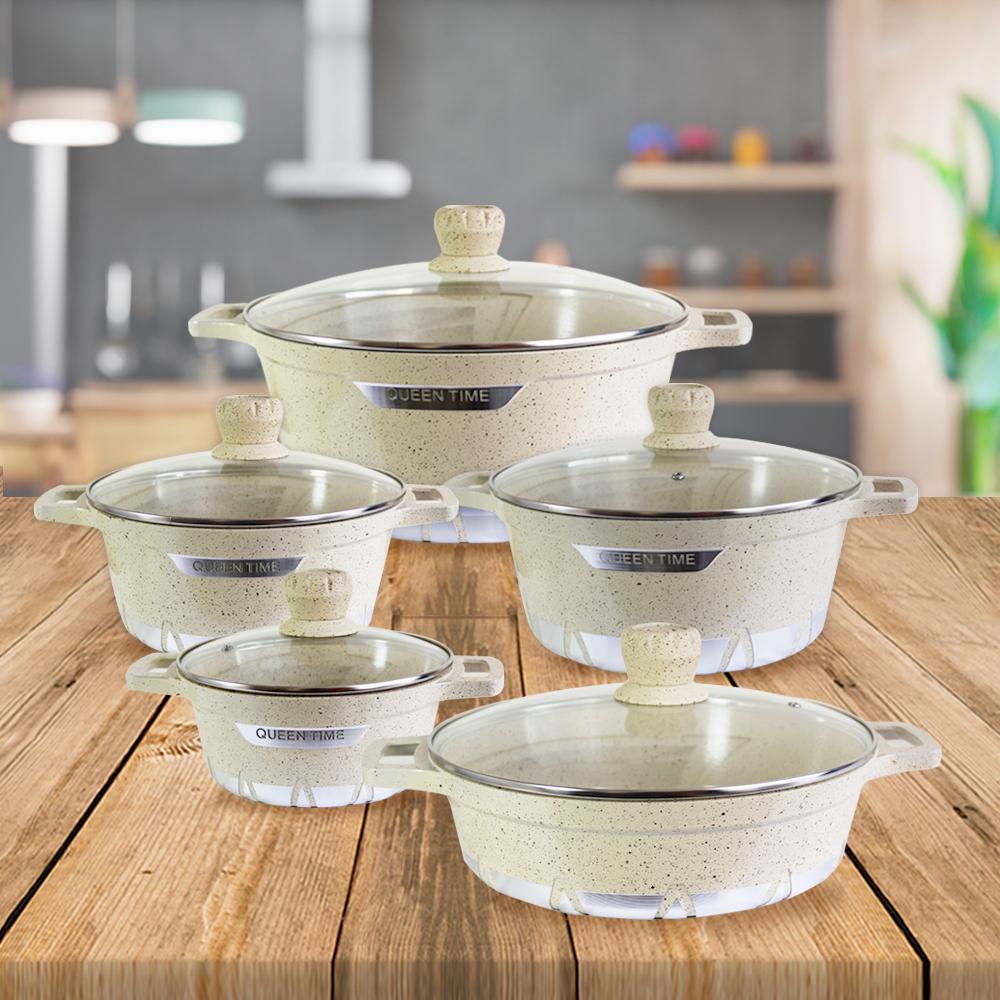 BATERÍA DE COCINA 10 PIEZAS ALTAS GRANITO ANTIADHERENTE - EN COLOR NEGRO - 6